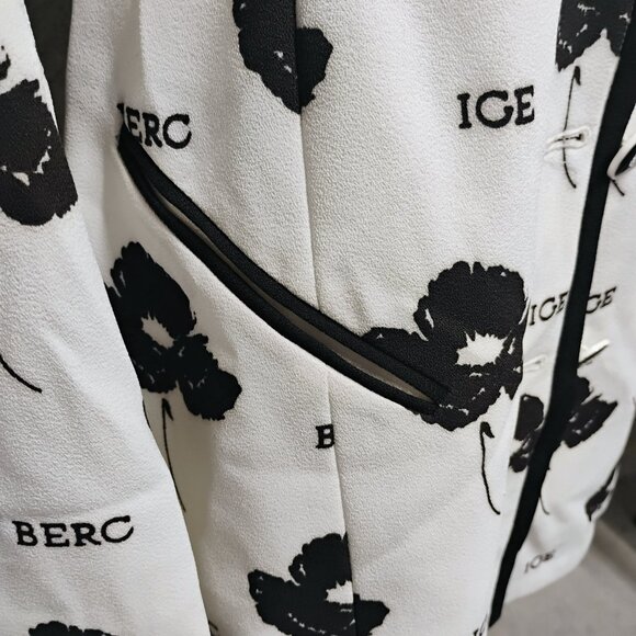 ICEBERG Black & White Floral Logo Blazer Jacket | Statement Print | Size - Picture 3 of 4